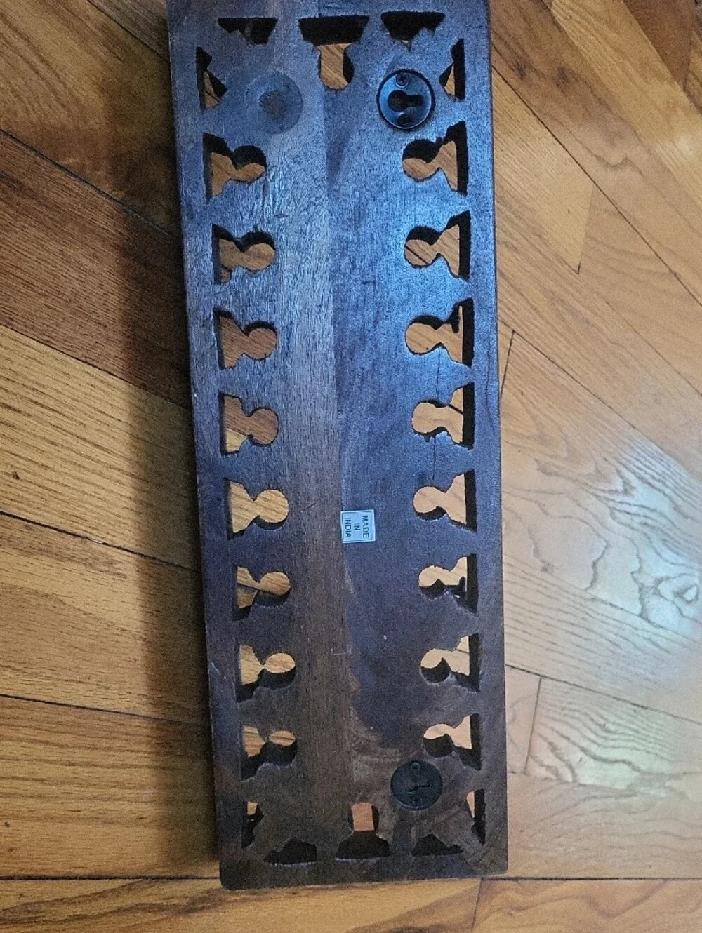 Handcrafted Brown Wooden Wall Decor Hook Rack